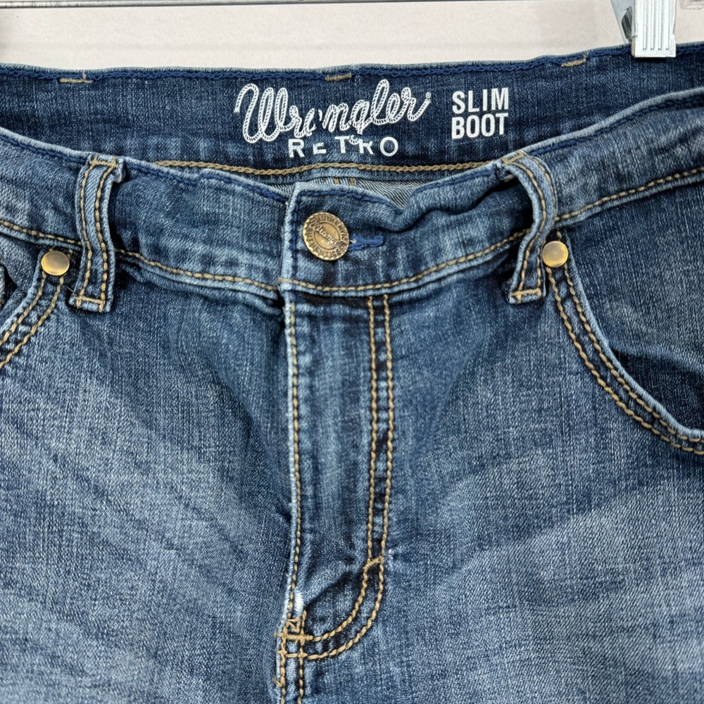 Wrangler Slim Boot Cut Jeans Mens 32x32 Blue Retro Medium Wash Denim 10WLT77LY - Picture 7 of 9